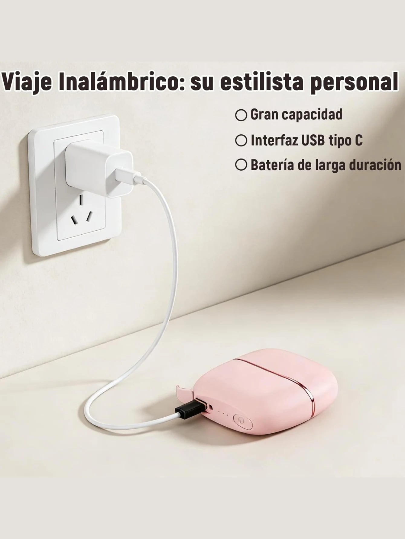 Mini Plancha Inalámbrica Recargable | Cabello Liso o Rizado en 30 Segundos, 3 Temperaturas