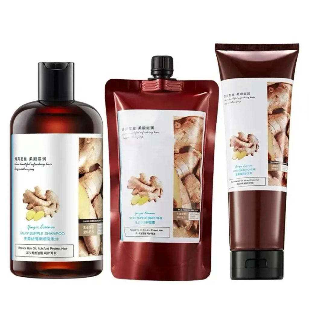Shampoo y Acondicionador de Jengibre Herbal | Anticaída, Anticaspa y Cabello Nutrido