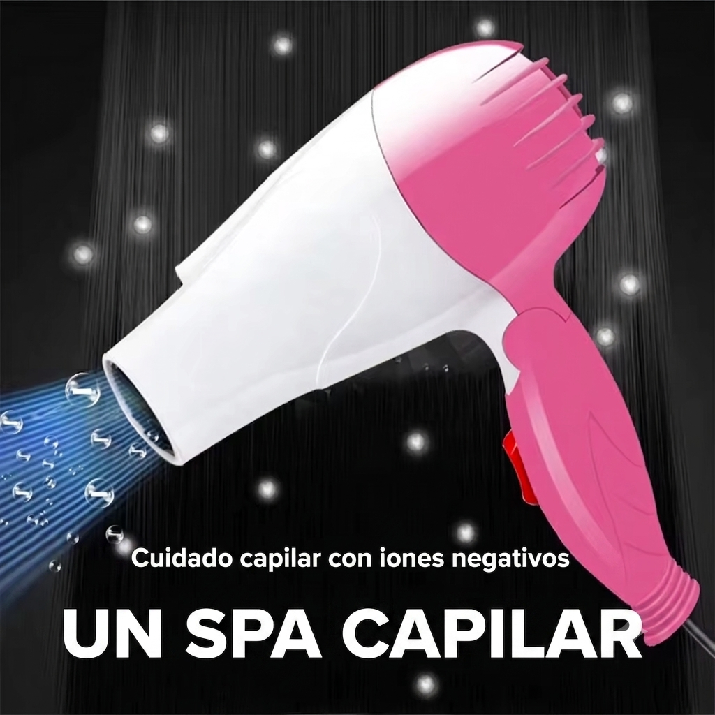 Secador Portátil de Viaje | Secado Rápido sin Daño, Mango Plegable y Motor Silencioso DC