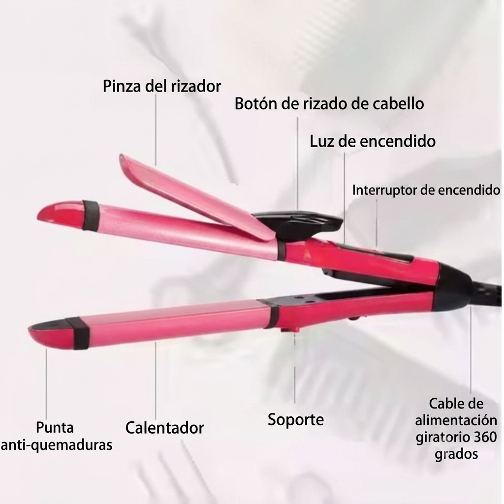 Plancha Alisadora y Rizadora 2 en 1 | Liso o Rizado Perfecto con un Solo Aparato