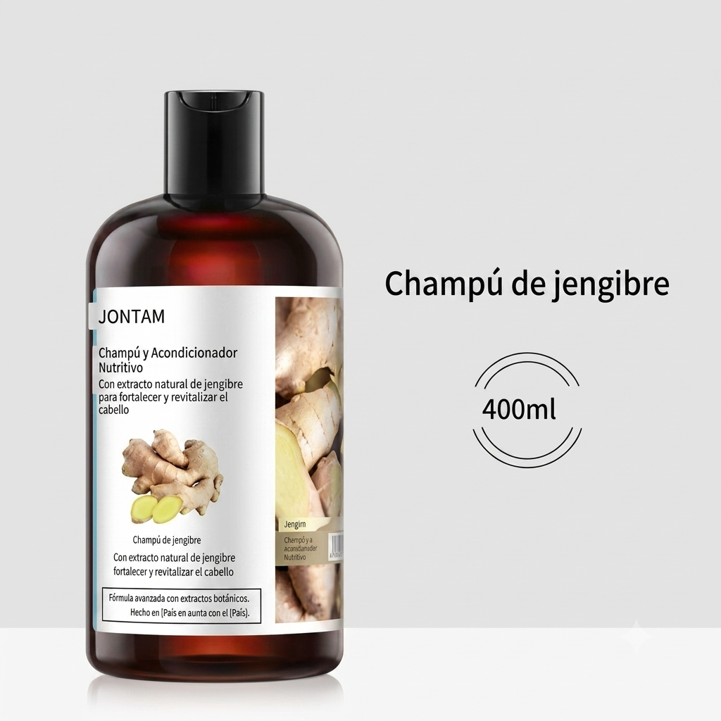 Shampoo y Acondicionador de Jengibre Herbal | Anticaída, Anticaspa y Cabello Nutrido