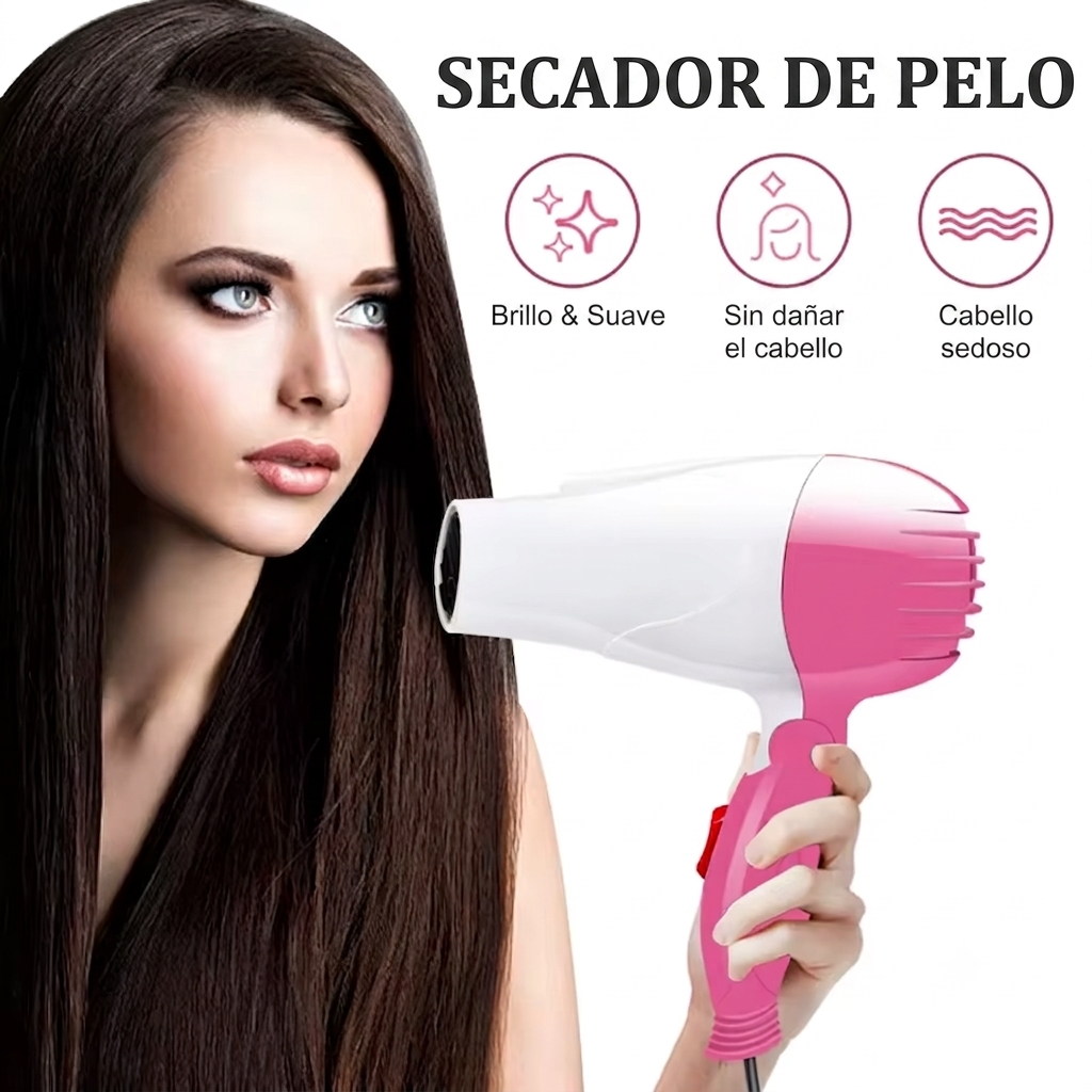 Secador Portátil de Viaje | Secado Rápido sin Daño, Mango Plegable y Motor Silencioso DC