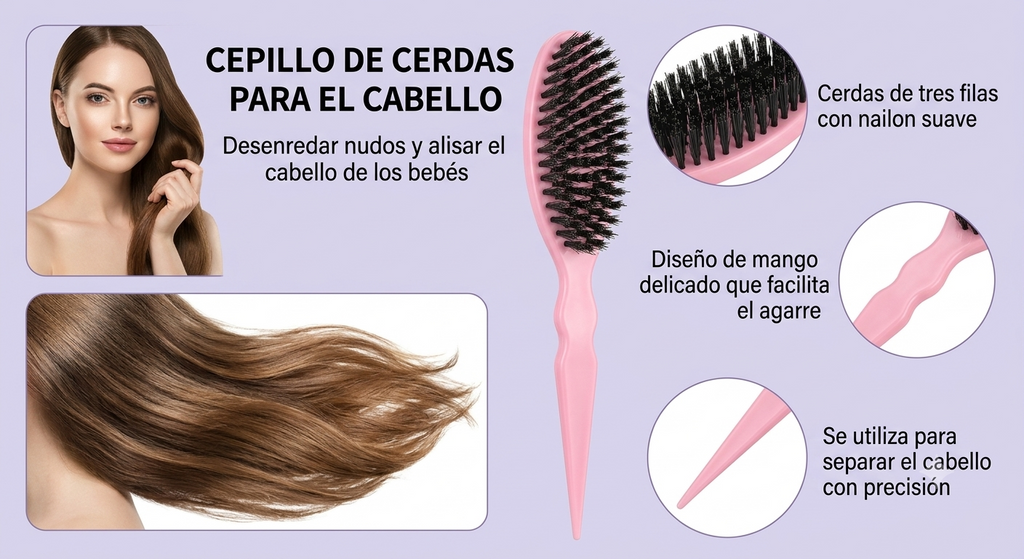 Kit de Peluquería 7 en 1 | Peine, Cepillo de Bordes, Trenzador y Más para Peinados Perfectos