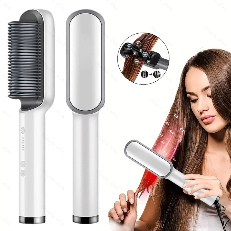 Nueva plancha de pelo profesional: peine eléctrico de calentamiento rápido, minipeine de cuidado personal y cepillo de peinado multifuncional.